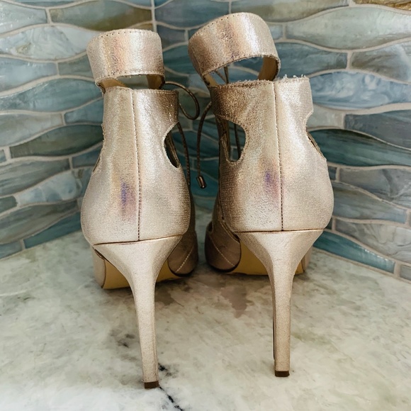 BGBGeneration Gold Cutout Lace Up Retro Heels - Picture 5 of 9